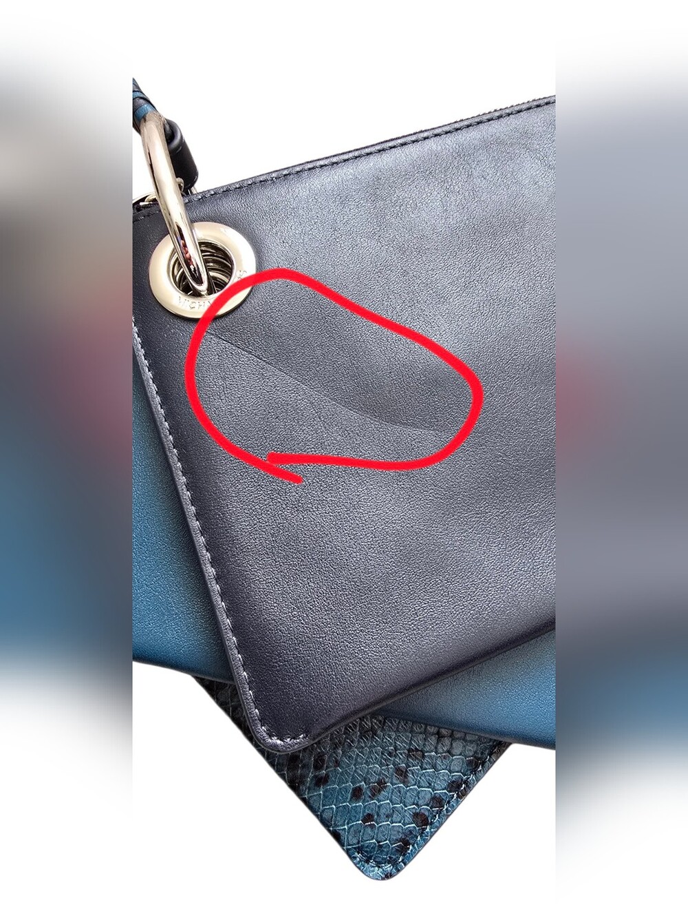 NWOT Michael Kors Jet Set Travel Two-Tone Leather Pouch Trio Wristlet navy blue - Picture 12 of 13